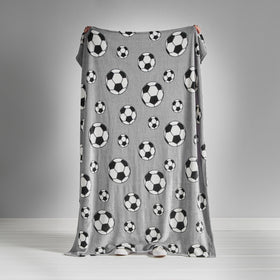 Catherine Lansfield Football 130cm x 170cm Fleece Throw Grey
