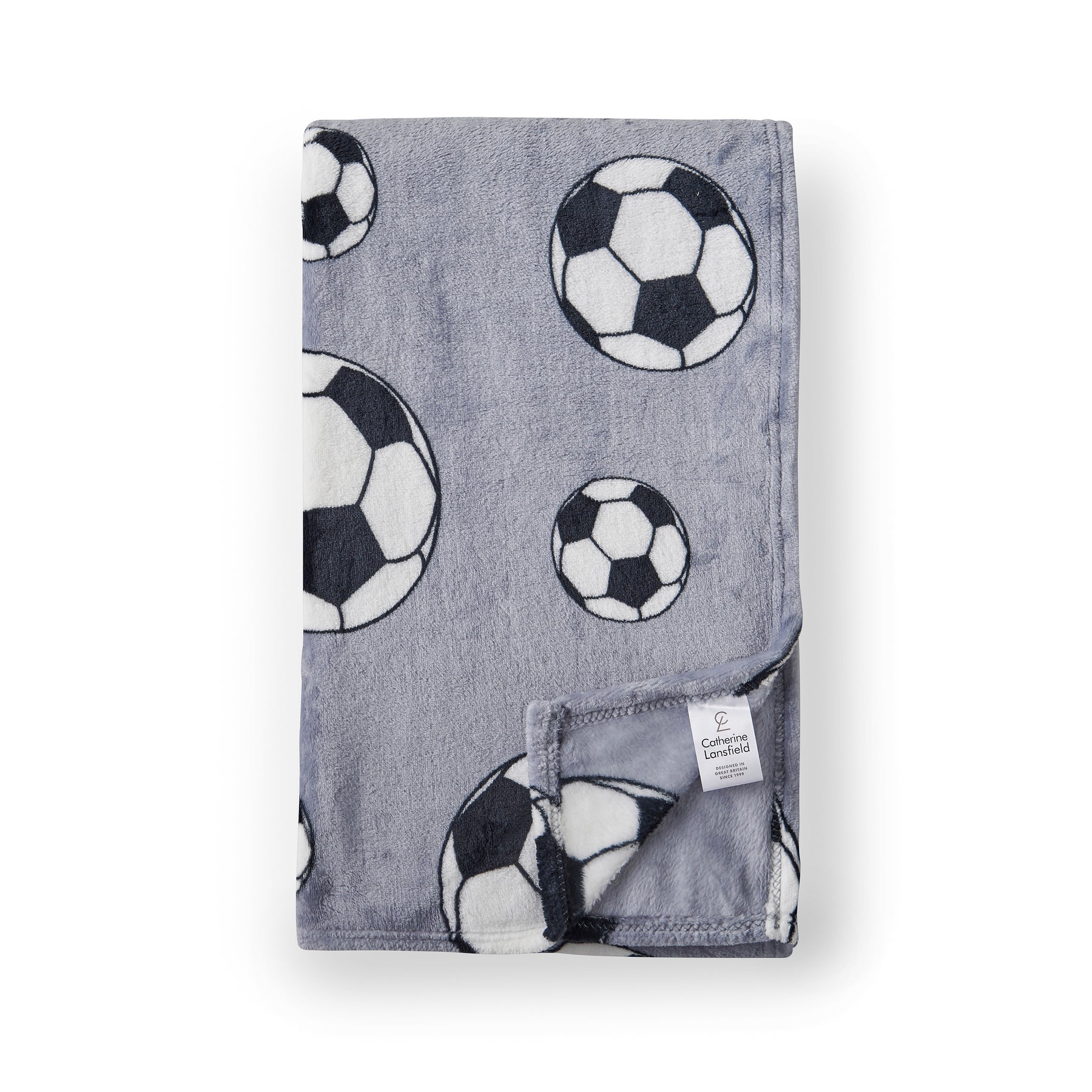 Catherine Lansfield Football 130cm x 170cm Fleece Throw Grey