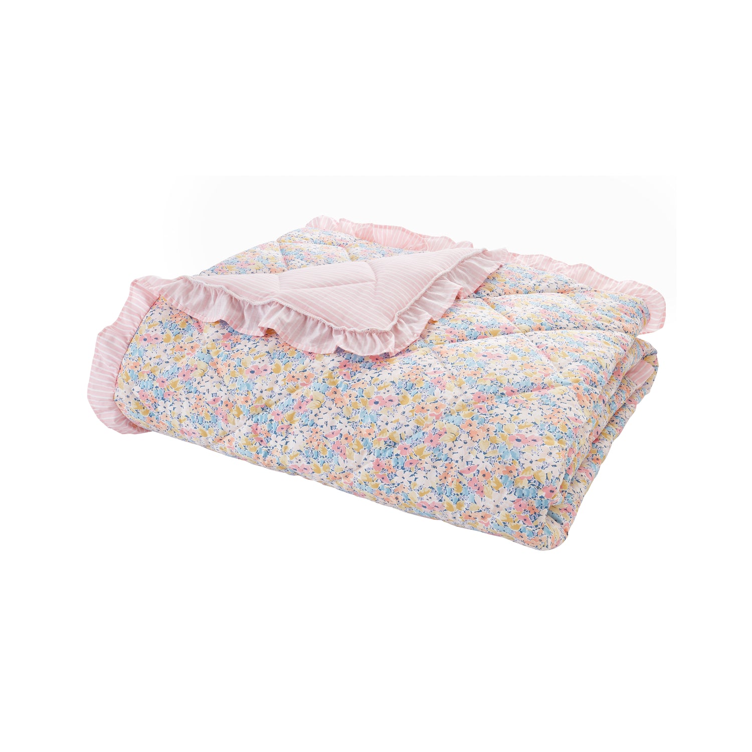 Catherine Lansfield Darcy Floral Reversible 220cm x 230cm Bedspread Set Pink