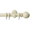 28mm Woodland Ball Wooden Curtain Pole Cream