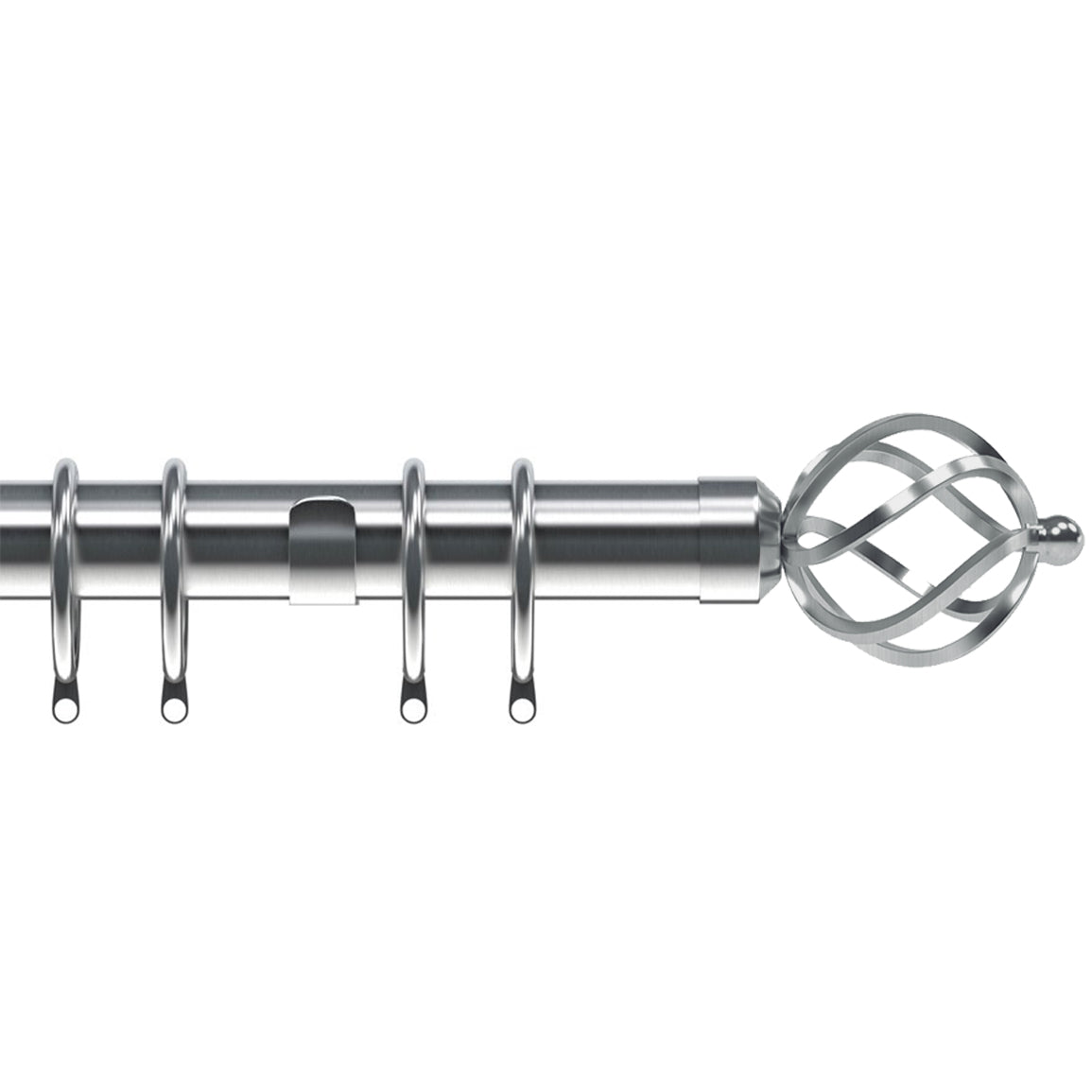 Cage 28mm Curtain Pole Satin Silver
