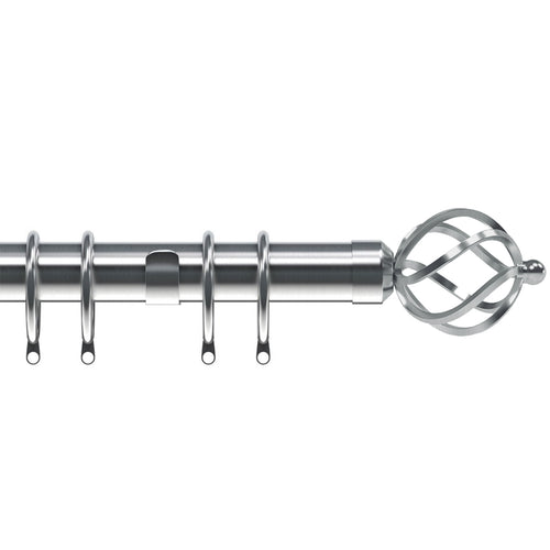 Cage 28mm Curtain Pole Satin Silver