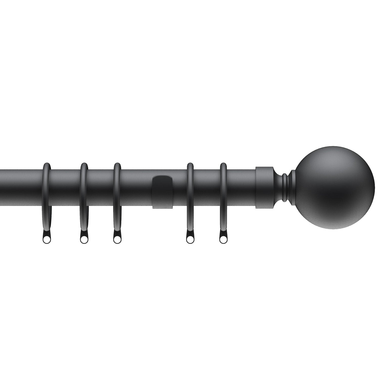 Ball 28mm Metal Curtain Pole Black