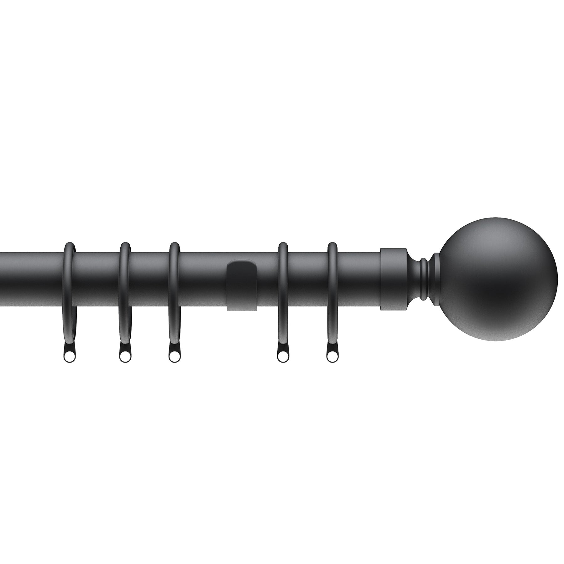 Ball 28mm Metal Curtain Pole Black