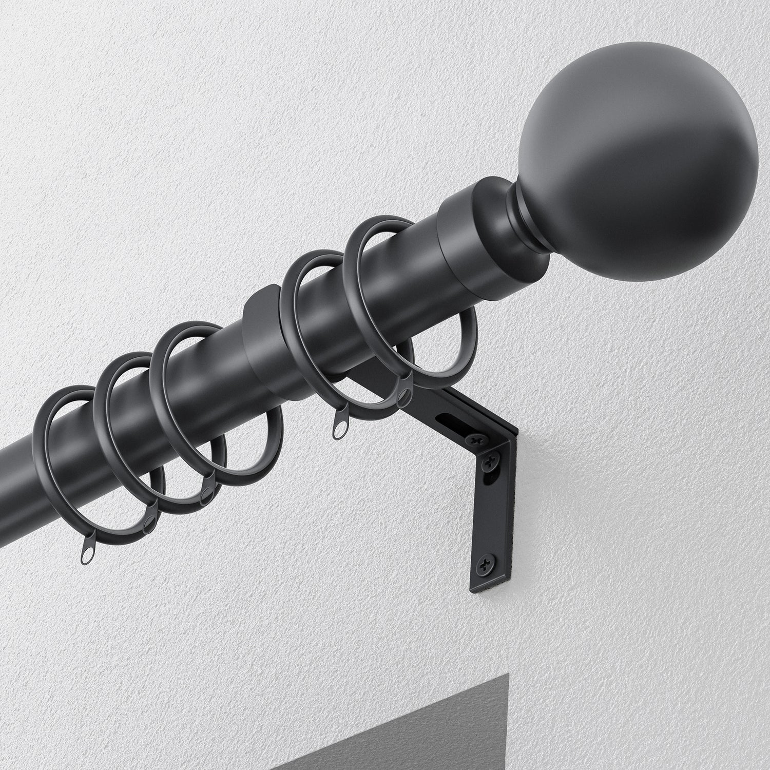 Ball 28mm Metal Curtain Pole Black