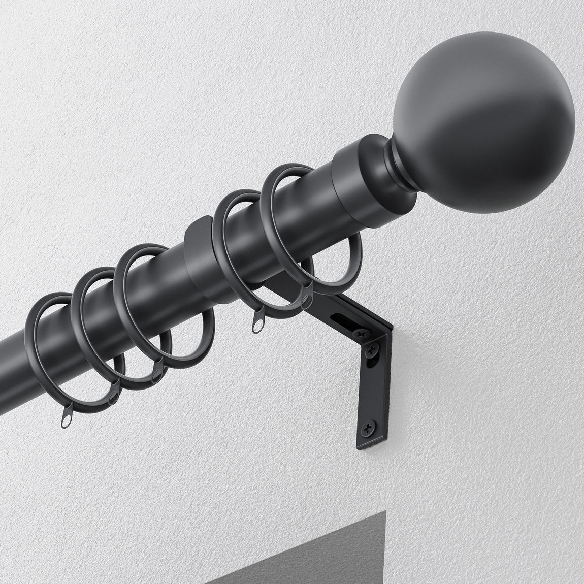 Ball 28mm Metal Curtain Pole Black