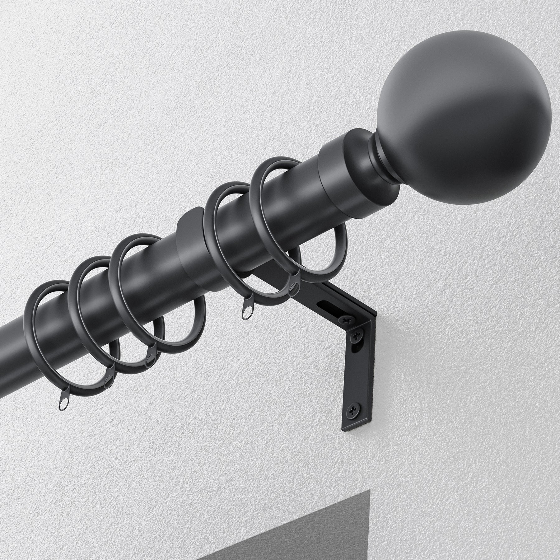 Ball 28mm Metal Curtain Pole Black
