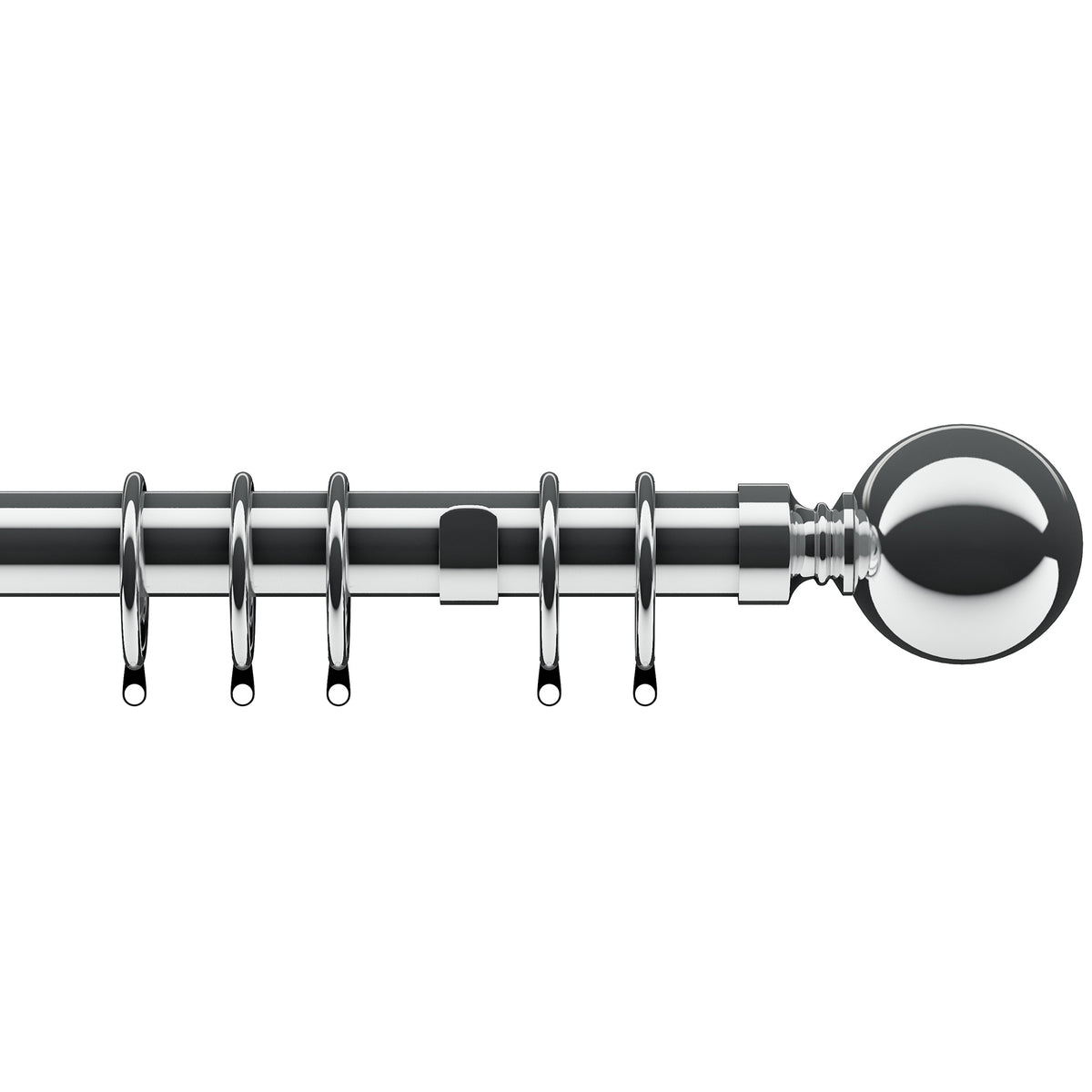 Ball 28mm Metal Curtain Pole Chrome