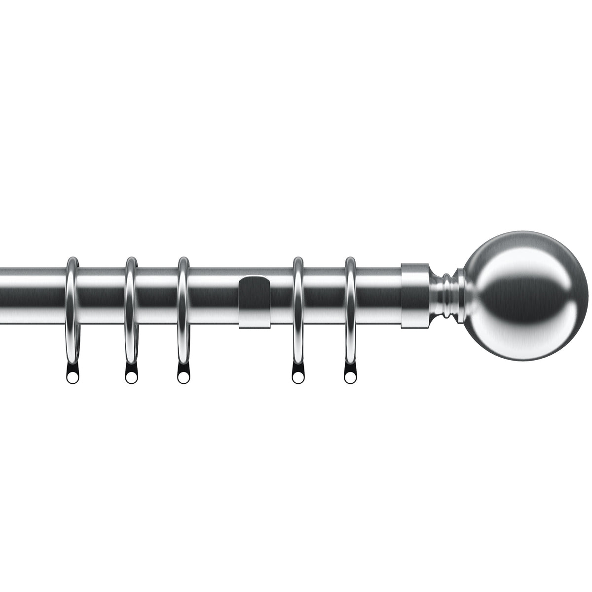 Ball 28mm Metal Curtain Pole Satin Silver