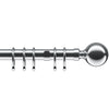 Ball 28mm Metal Curtain Pole Satin Silver