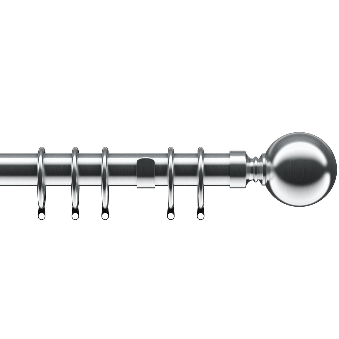 Ball 28mm Metal Curtain Pole Satin Silver