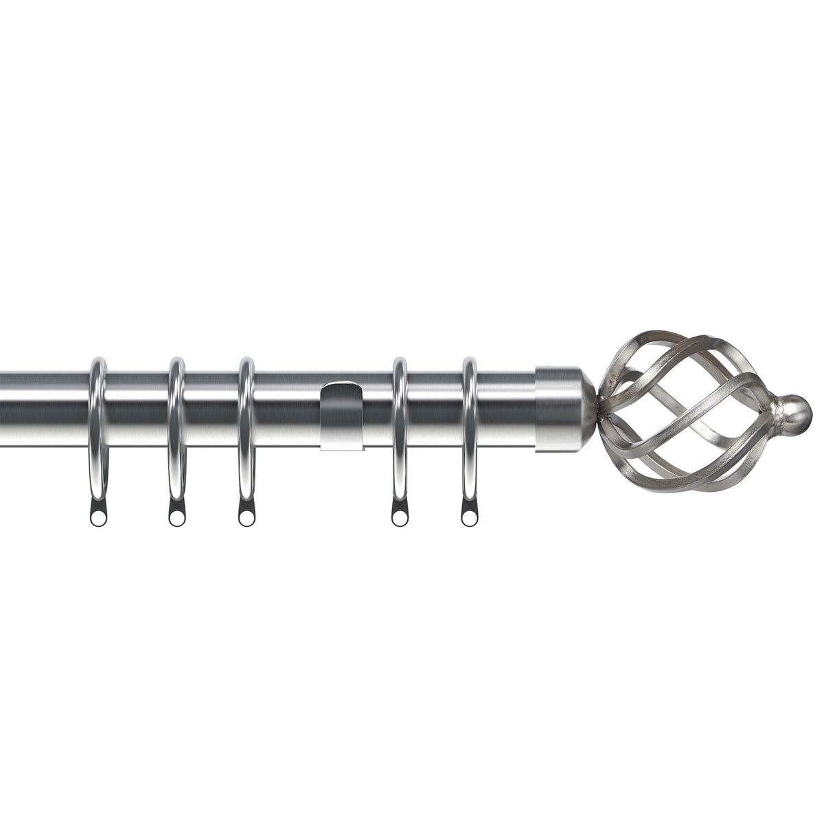 Cage 28mm Metal Curtain Pole Satin Silver
