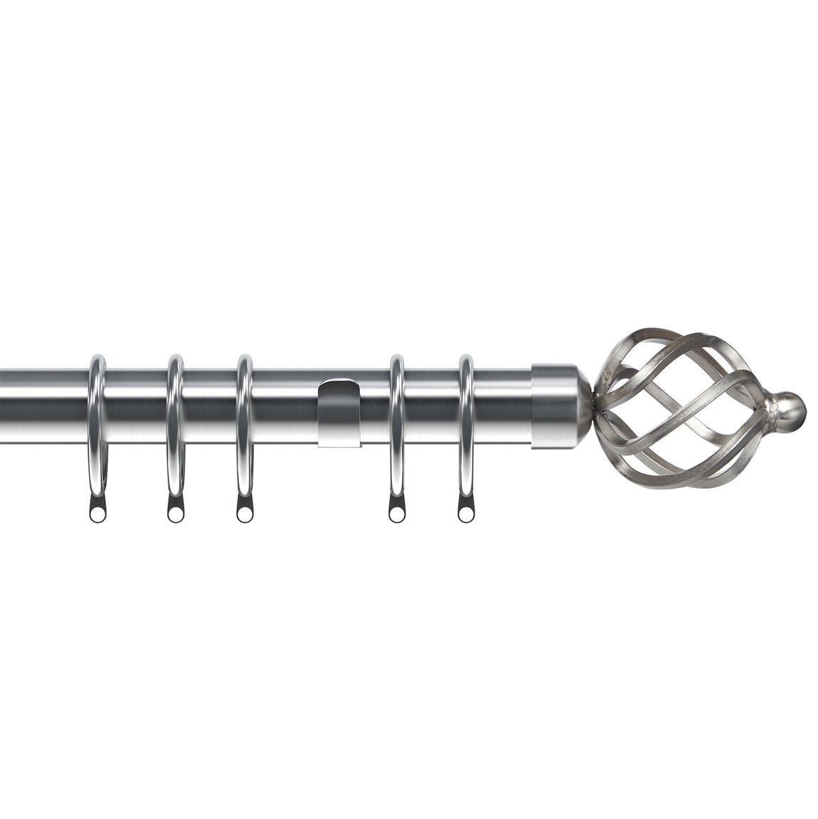 Cage 28mm Metal Curtain Pole Satin Silver