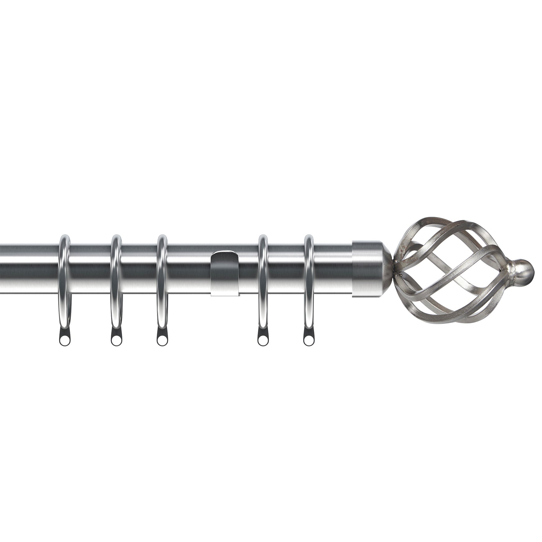 Cage 28mm Metal Curtain Pole Satin Silver