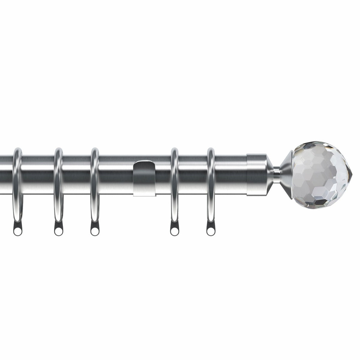 Crystal 28mm Metal Curtain Pole Satin Silver
