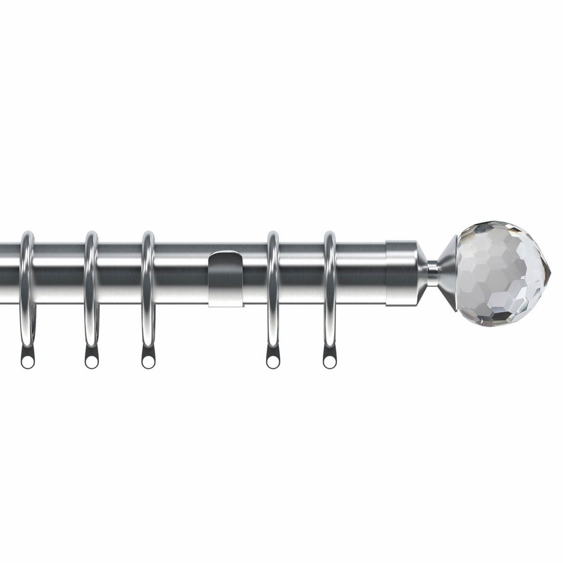 Crystal 28mm Metal Curtain Pole Satin Silver