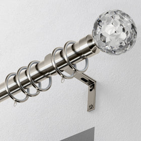 Crystal 28mm Metal Curtain Pole Satin Silver