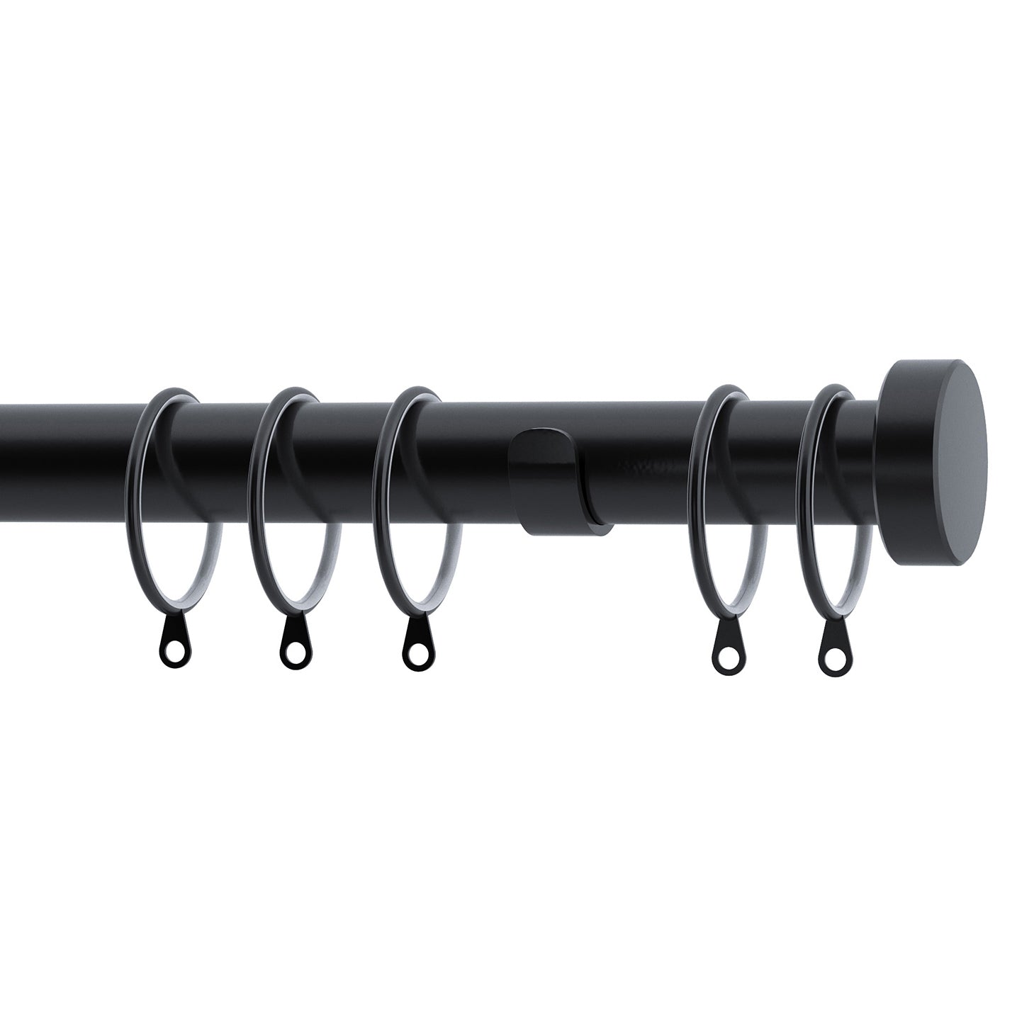 Stud 28mm Metal Curtain Pole Black