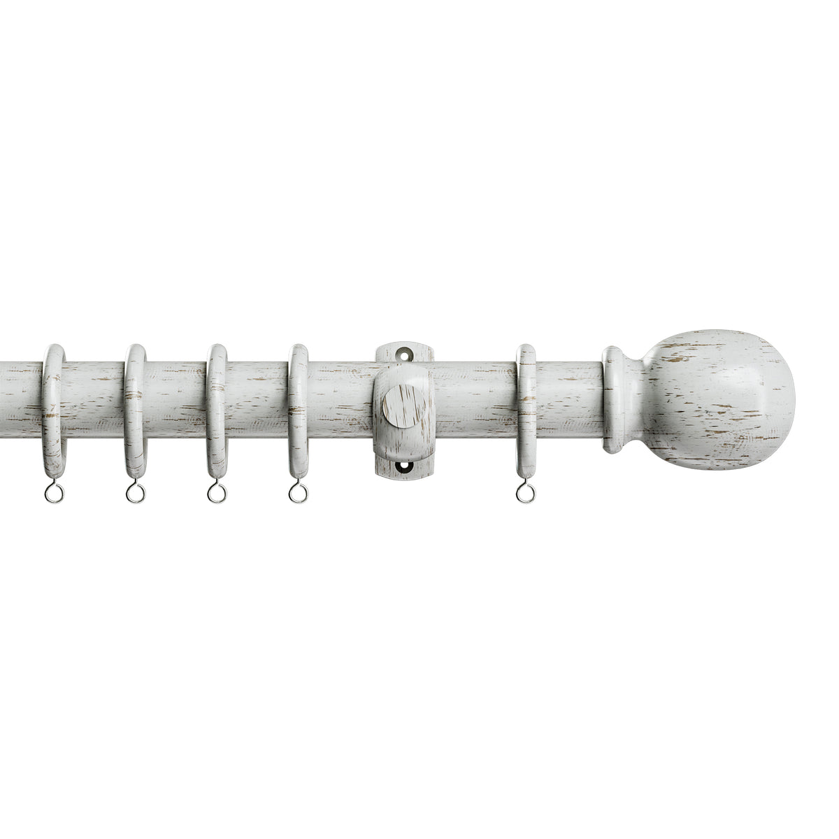 Ball 28mm Wooden Curtain Pole Scratched White