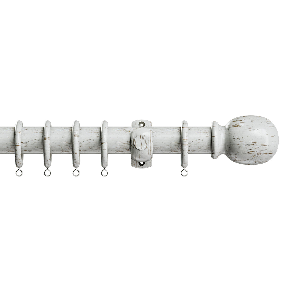 Ball 28mm Wooden Curtain Pole Scratched White