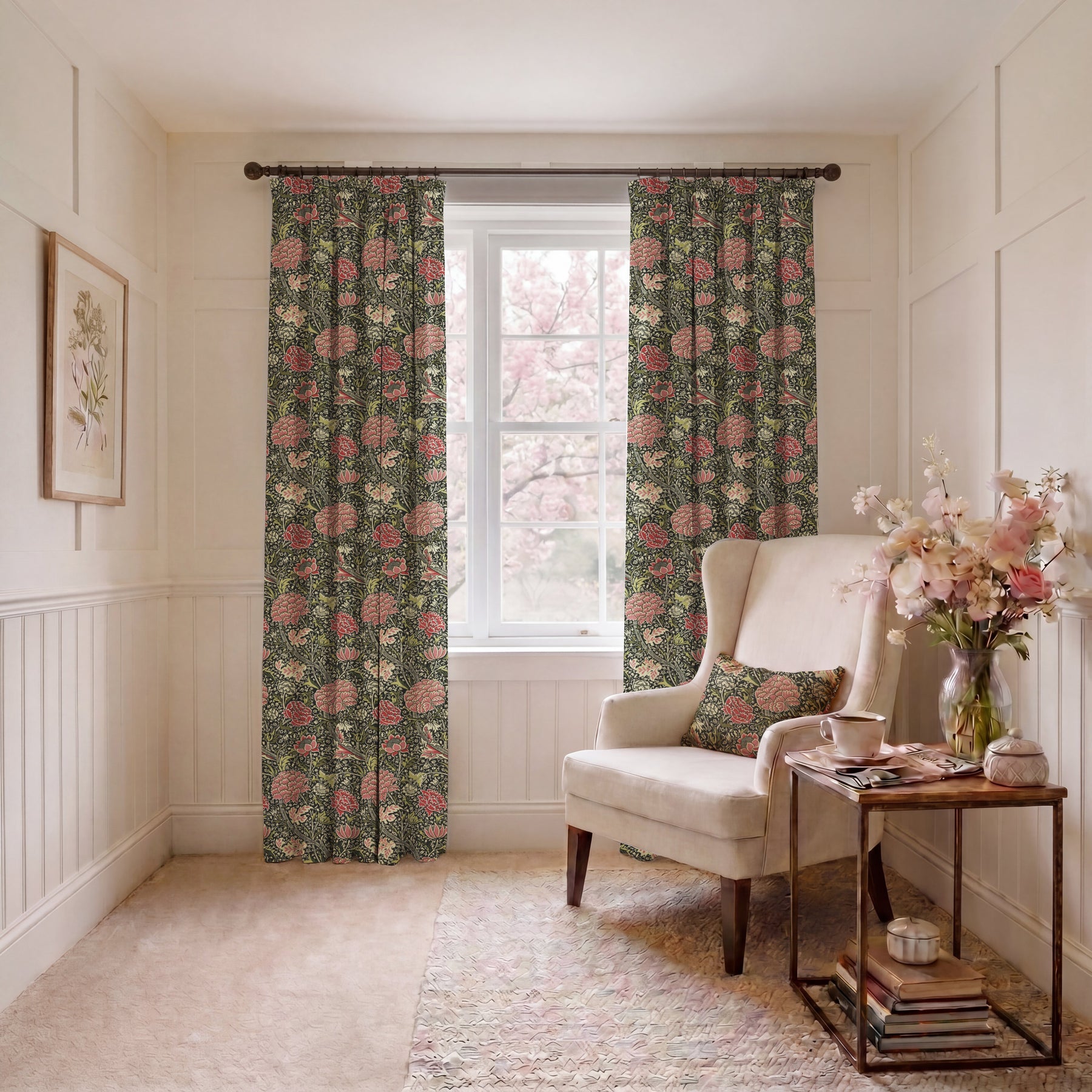 William Morris Cray Made To Measure Curtains Raspberry
