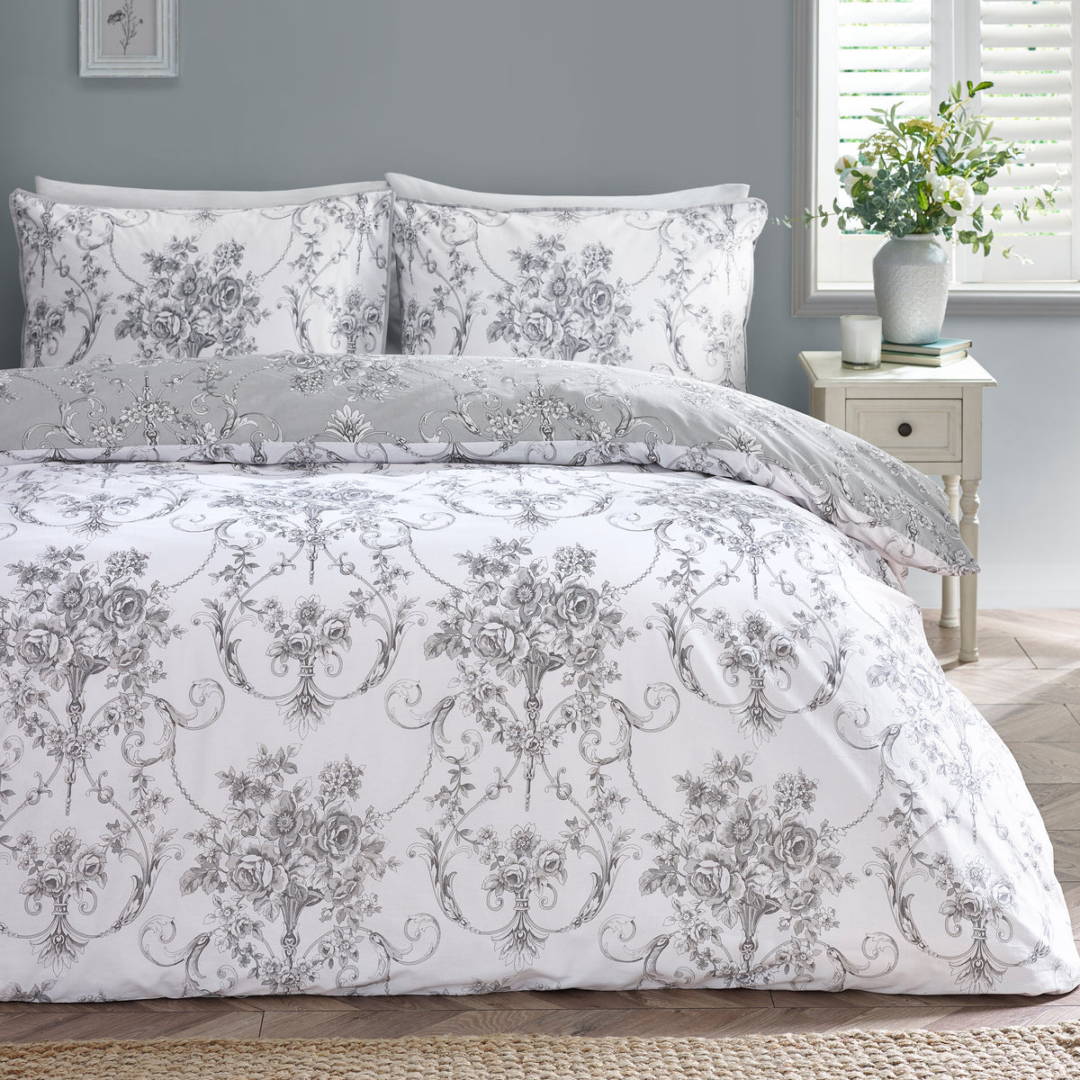 Catherine Lansfield Antoinette Duvet Cover Bedding Set Grey