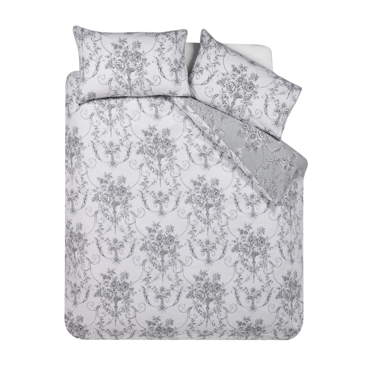 Catherine Lansfield Antoinette Duvet Cover Bedding Set Grey