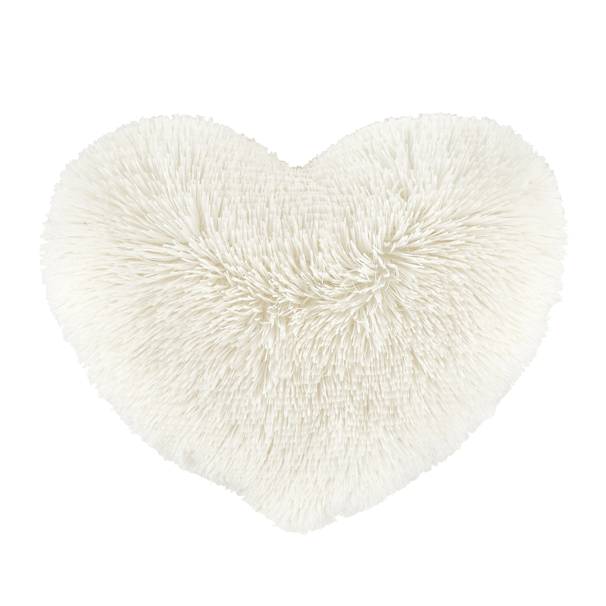 Catherine Lansfield Cuddly Faux Fur Heart Shaped Filled Cushion 38cm x 28cm Cream