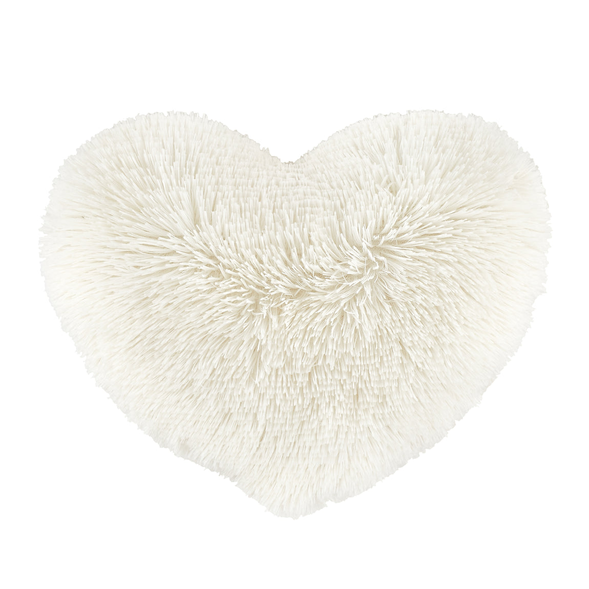 Catherine Lansfield Cuddly Faux Fur Heart Shaped Filled Cushion 38cm x 28cm Cream