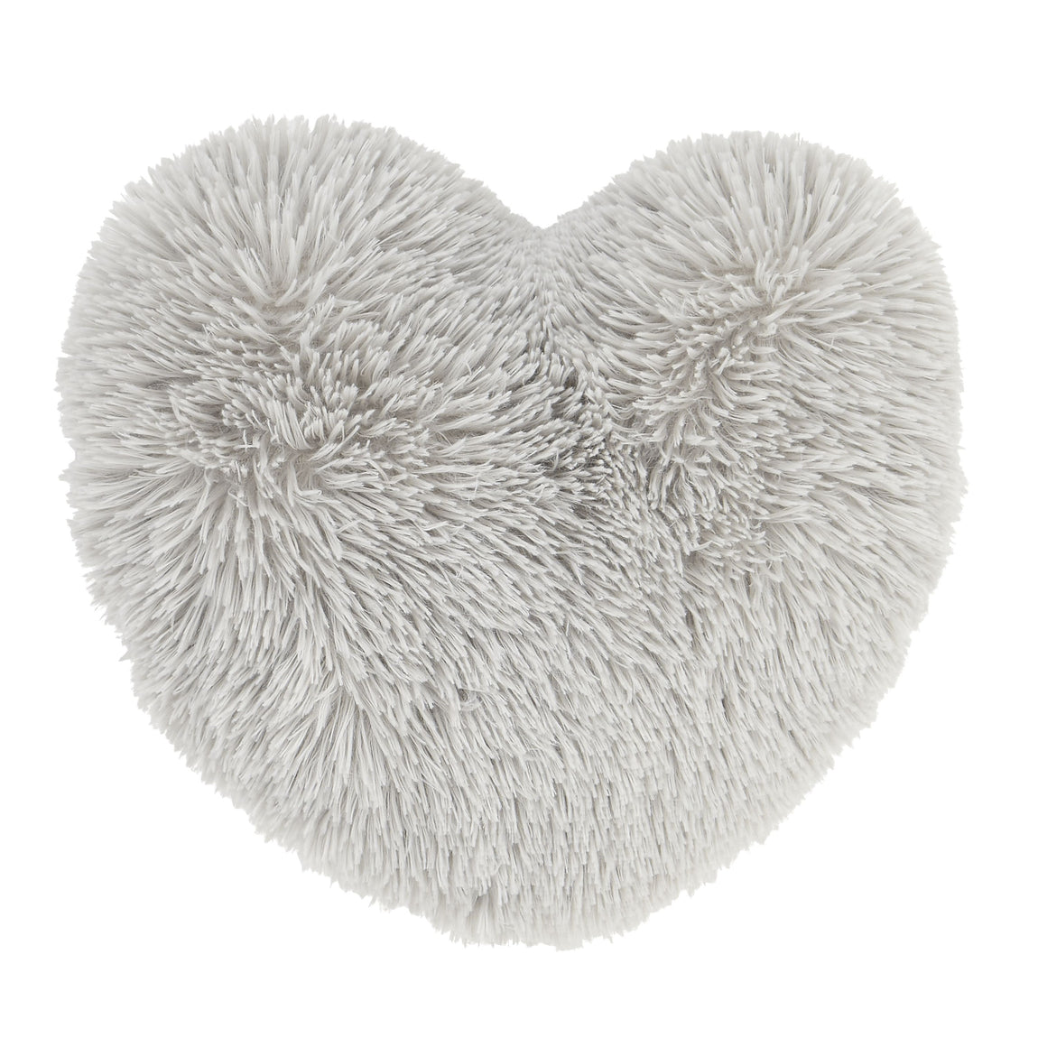 Catherine Lansfield Cuddly Faux Fur Heart Shaped Filled Cushion 38cm x 28cm Silver Grey