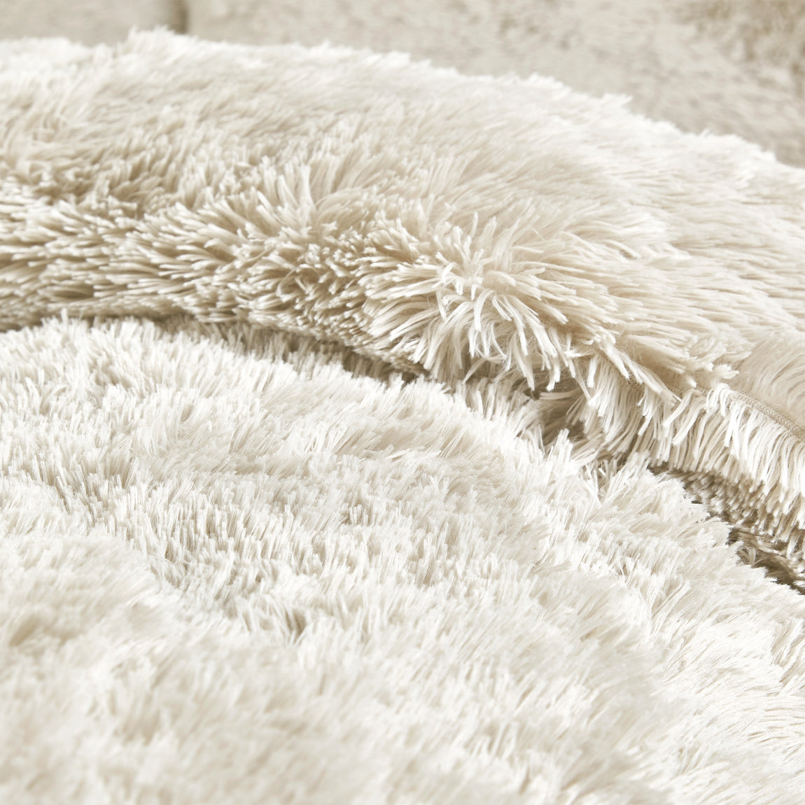 Catherine Lansfield Cuddly Deep Pile Faux Fur Duvet Cover Bedding Set Cream