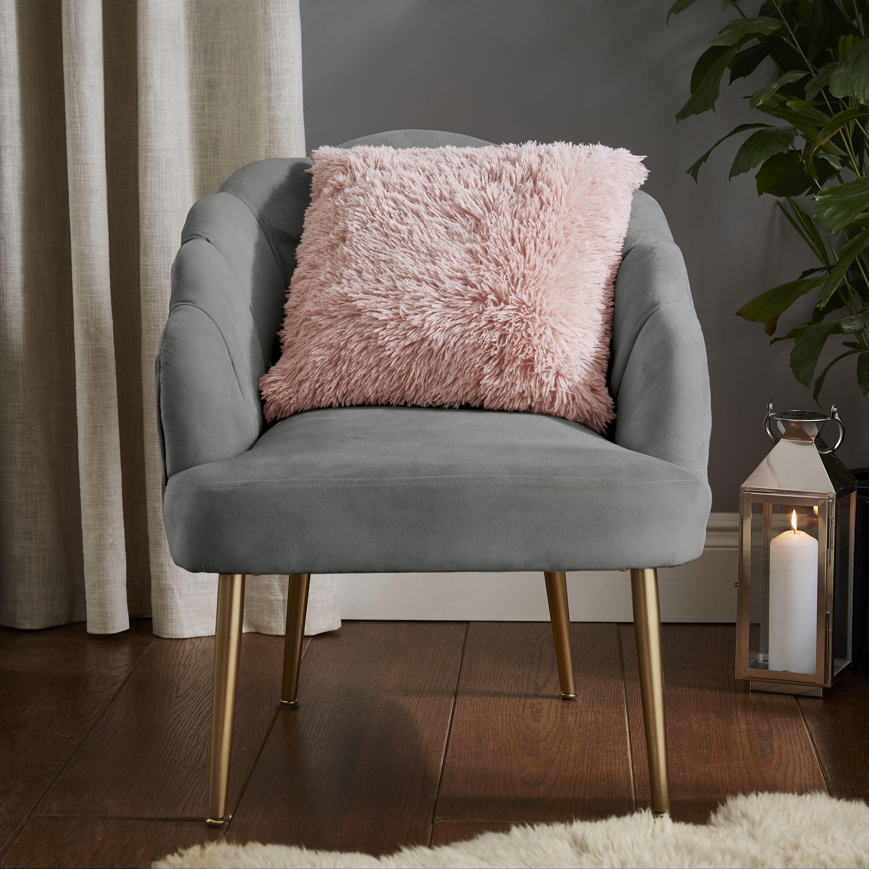 Curtina Cuscino Quadrato In Ciniglia Blush Pink – 43 X 43 Cm Con Imbottitura – Morbido E Texture Costinata – Abbina Tende Kilbride
