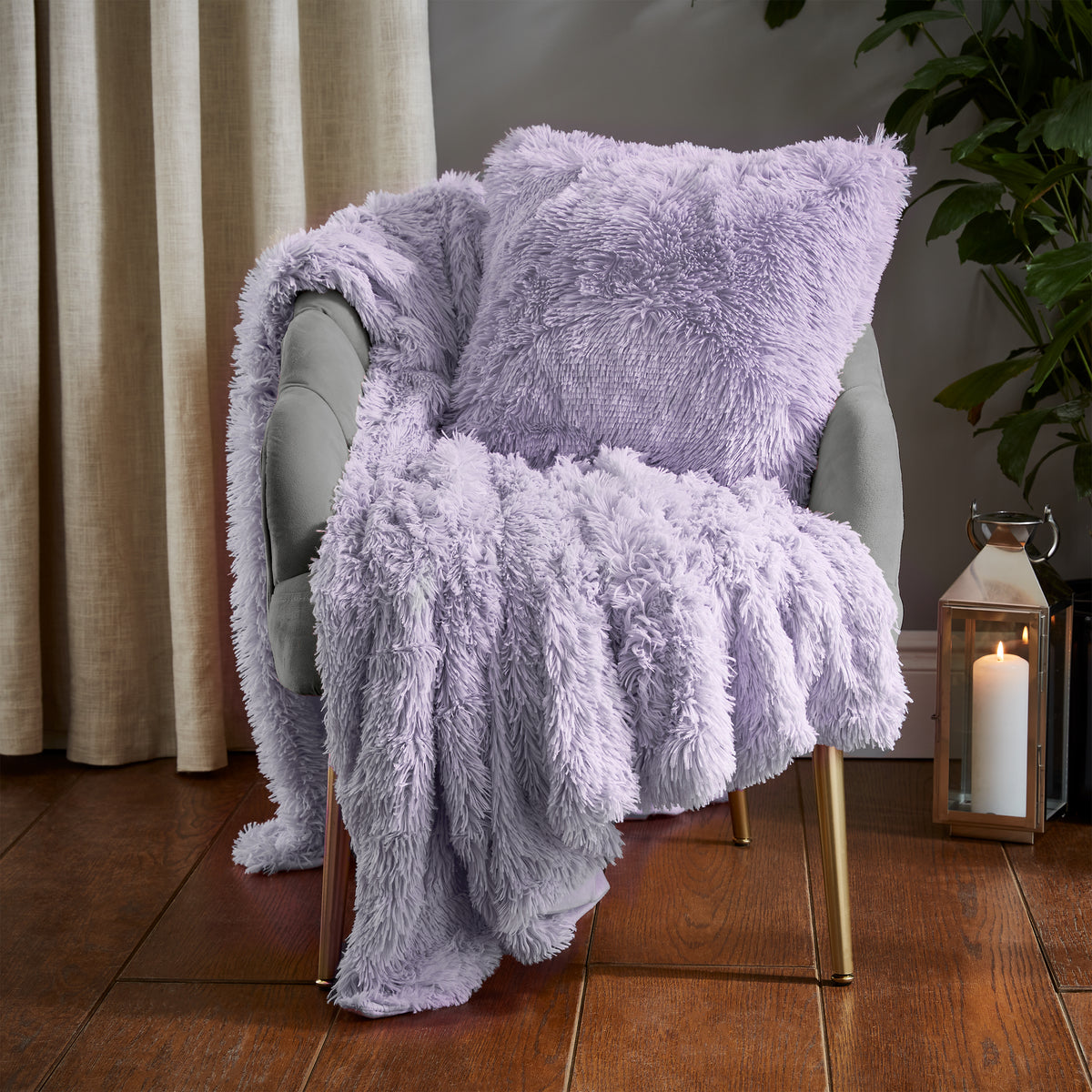 Catherine Lansfield Cuddly Faux Fur 150cmx200cm Throw Heather