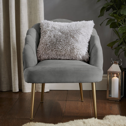 Catherine Lansfield Cuddly Faux Fur Filled Cushion 45cm x 45cm Silver Grey