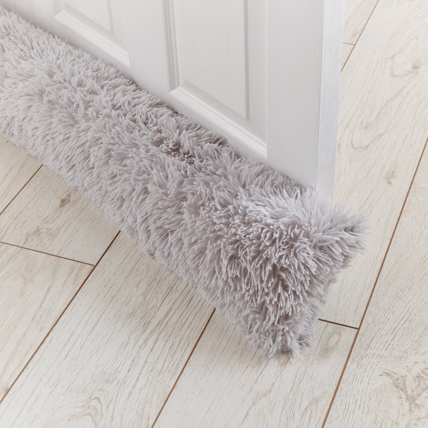 Catherine Lansfield Cuddly Faux Fur 90cm x 20cm Draught Excluder Silver