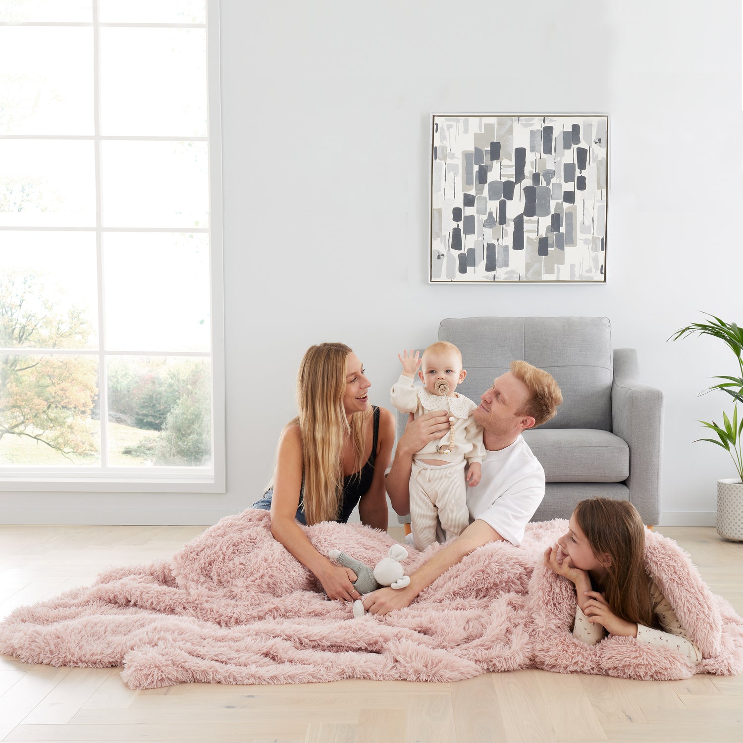 Catherine Lansfield Cuddly Faux Fur 245cmx280cm Throw Blush Pink