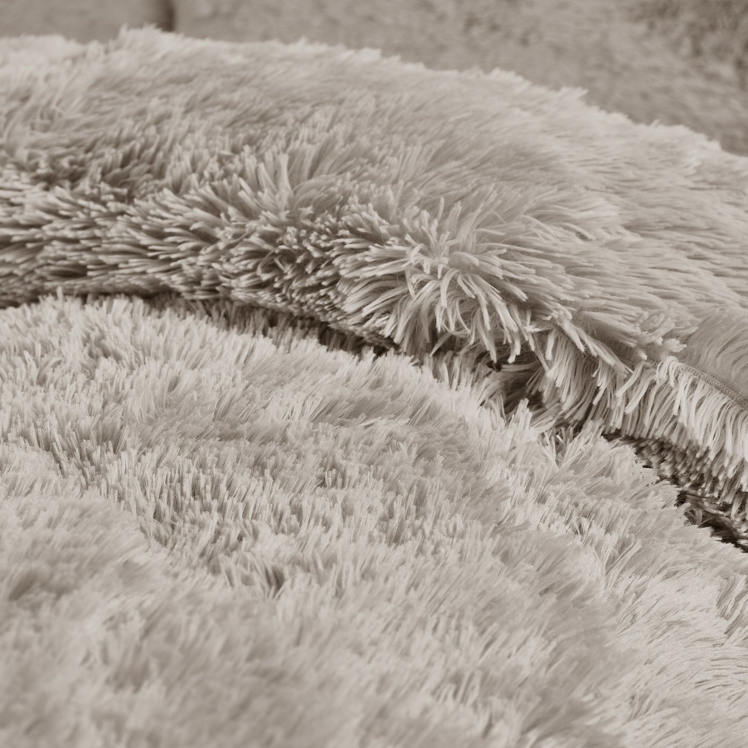 Catherine Lansfield Cuddly Deep Pile Faux Fur Duvet Cover Bedding Set Natural