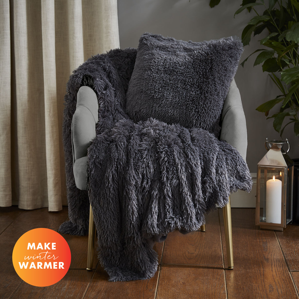 Catherine Lansfield Cuddly 150cmx200cm Throw Charcoal
