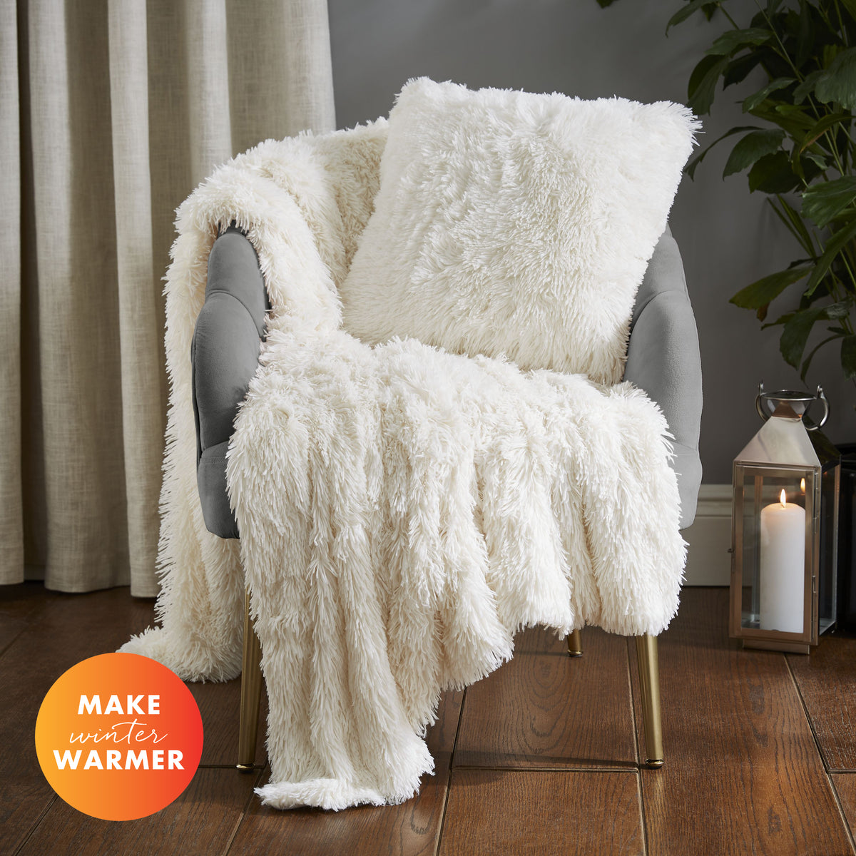 Catherine Lansfield Cuddly 150cmx200cm Throw Cream