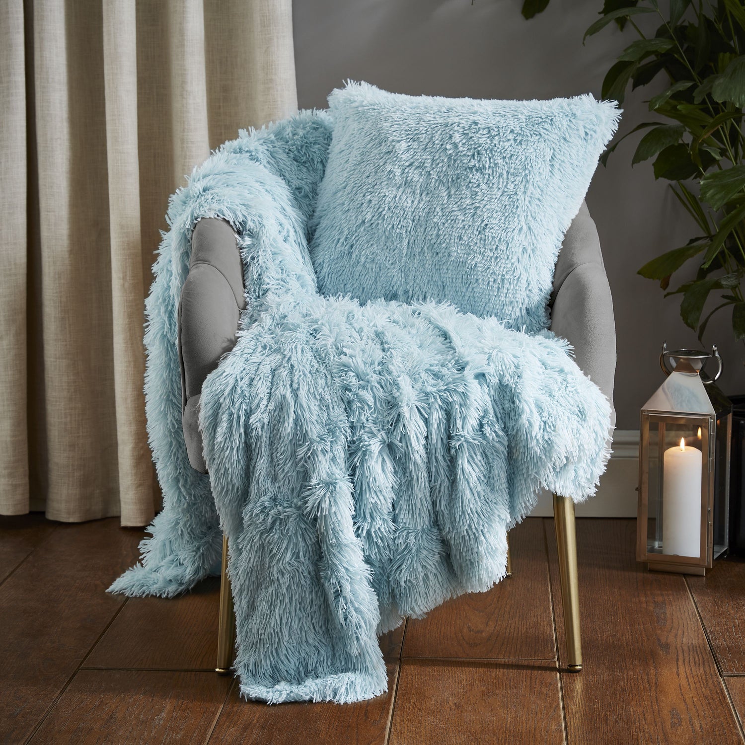 Catherine Lansfield Cuddly 150cmx200cm Throw Duck Egg Blue
