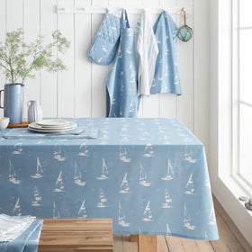 Catherine Lansfield Salcombe Boats Table Cloth Blue