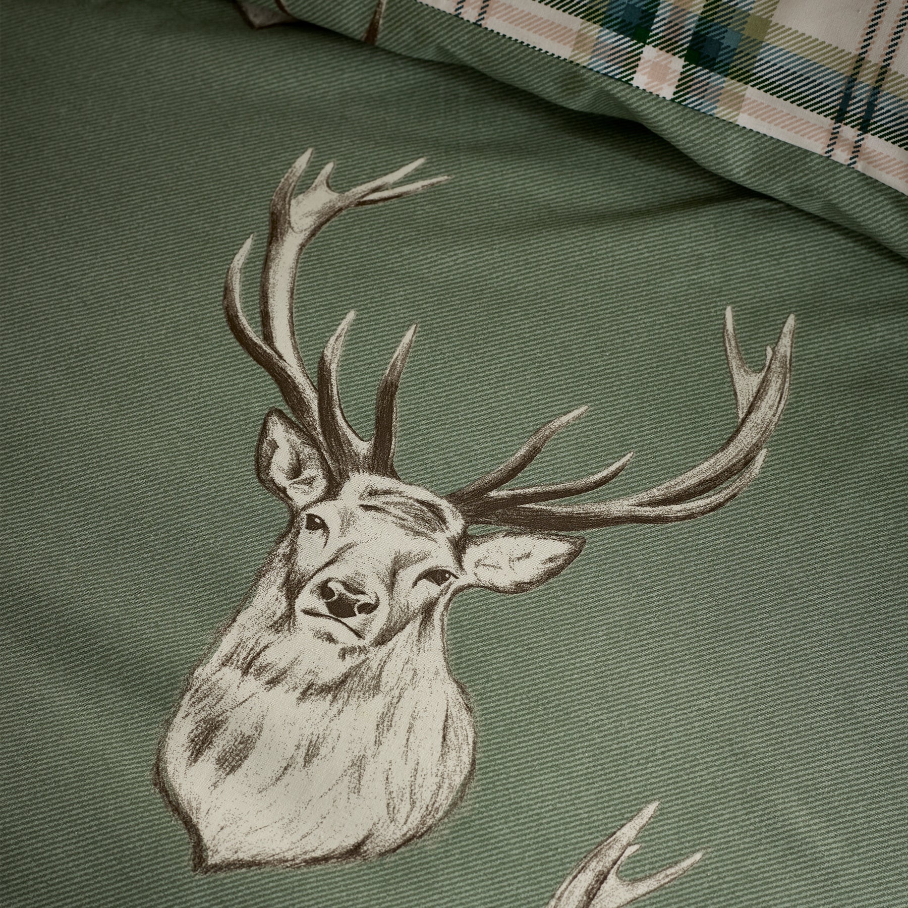 Catherine Lansfield Stag Duvet Cover Bedding Set Soft Green