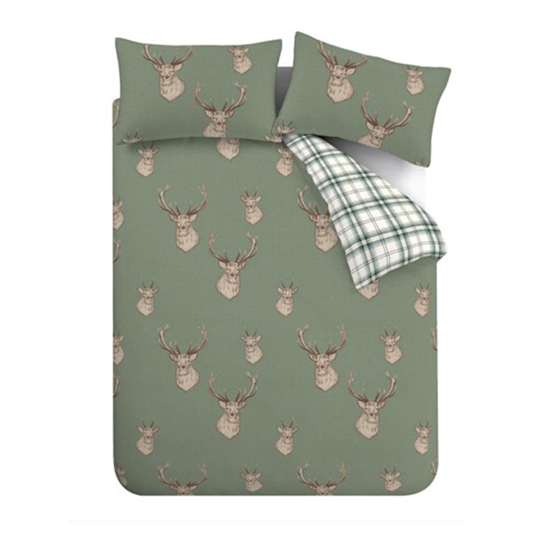 Catherine Lansfield Stag Duvet Cover Bedding Set Soft Green