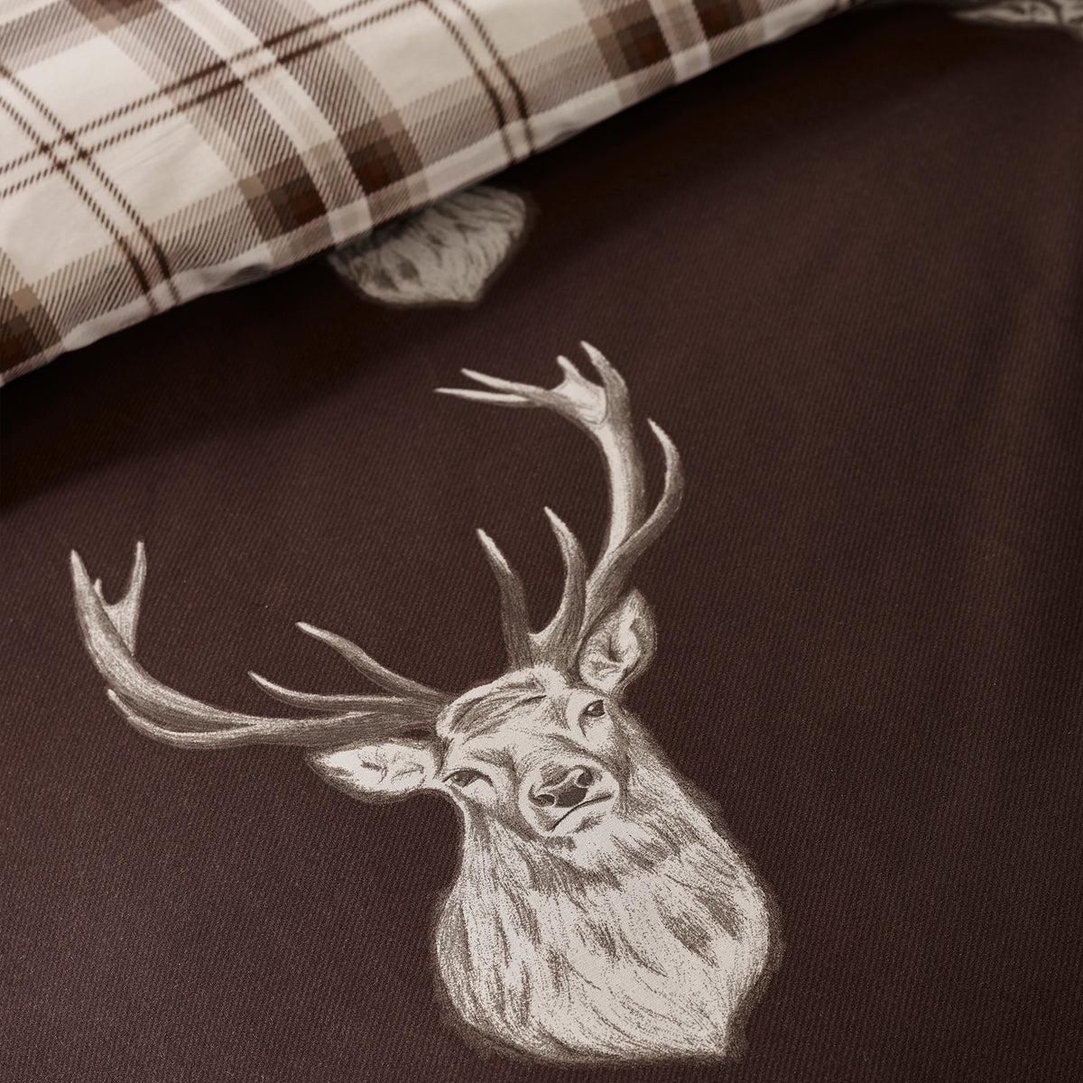 Catherine Lansfield Stag Duvet Cover Bedding Set Chocolate