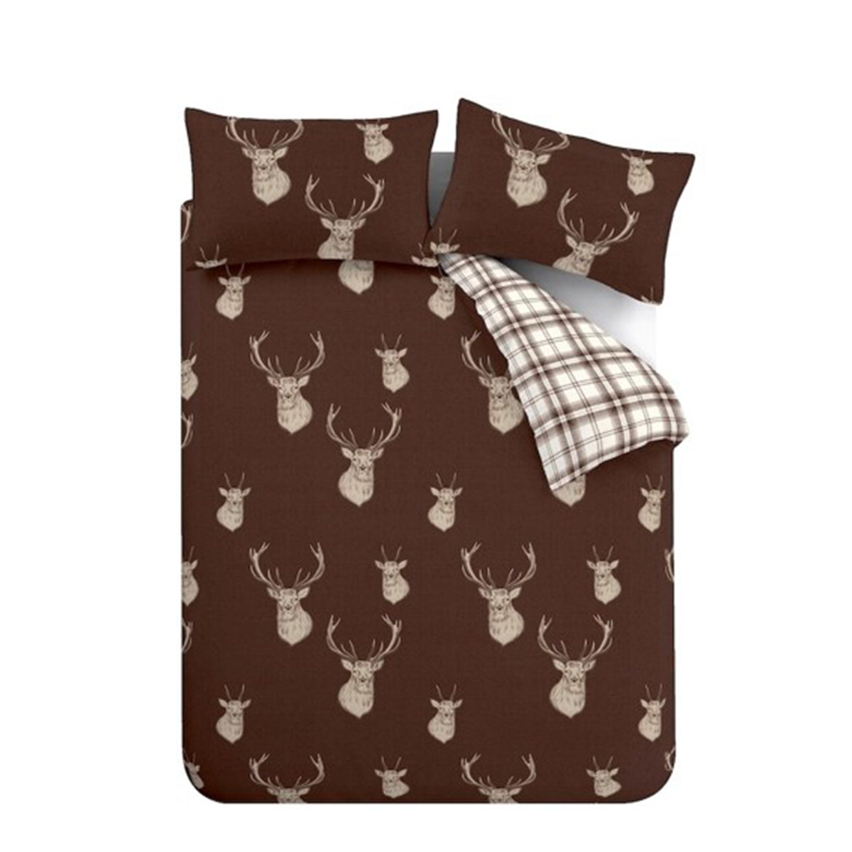 Catherine Lansfield Stag Duvet Cover Bedding Set Chocolate