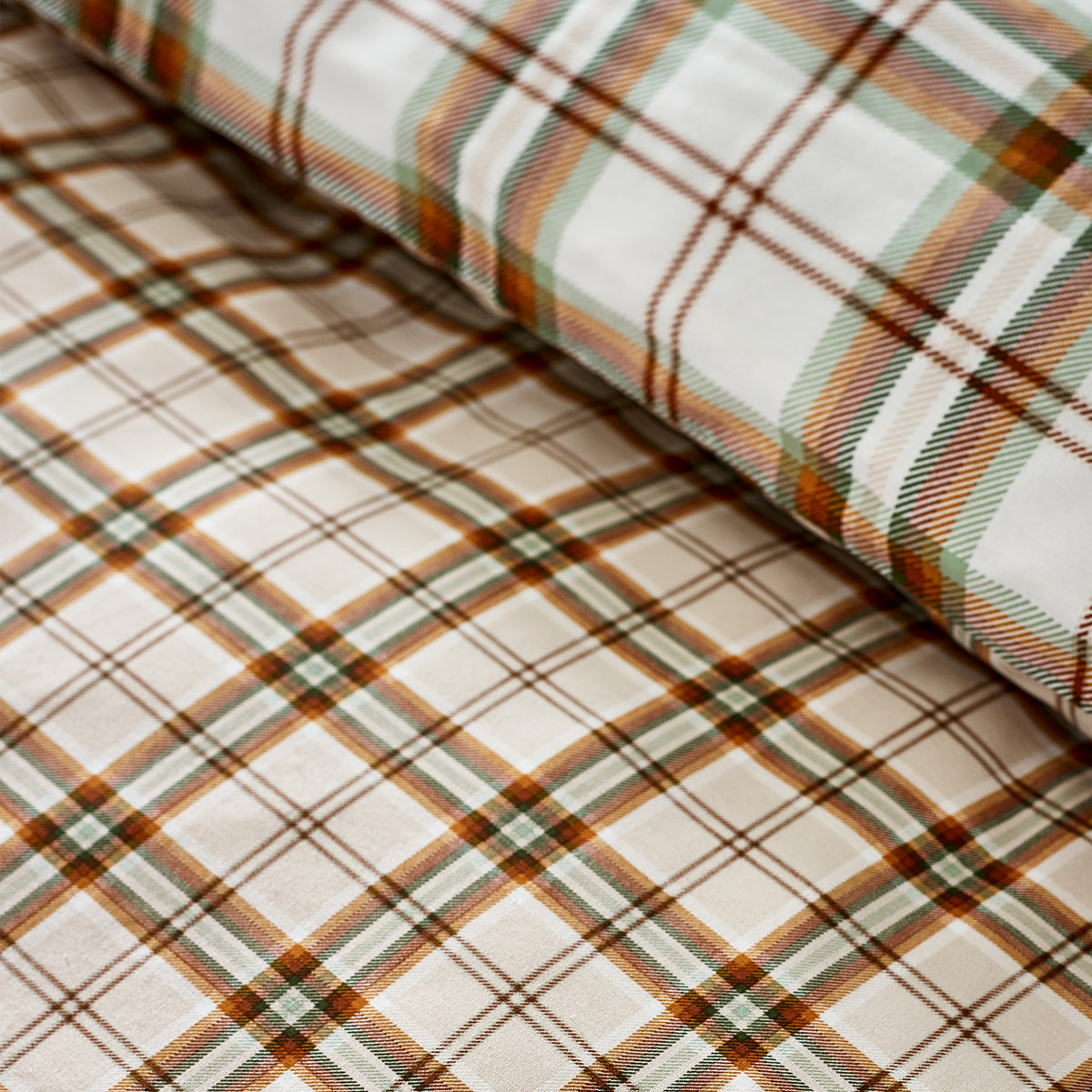 Catherine Lansfield Kelso Check Duvet Cover Bedding Set Burnt Orange