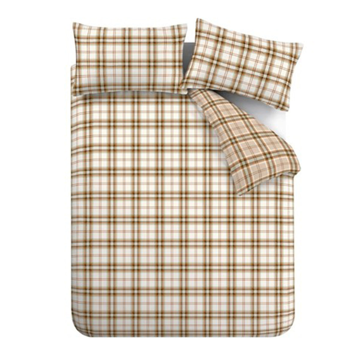 Catherine Lansfield Kelso Check Duvet Cover Bedding Set Burnt Orange