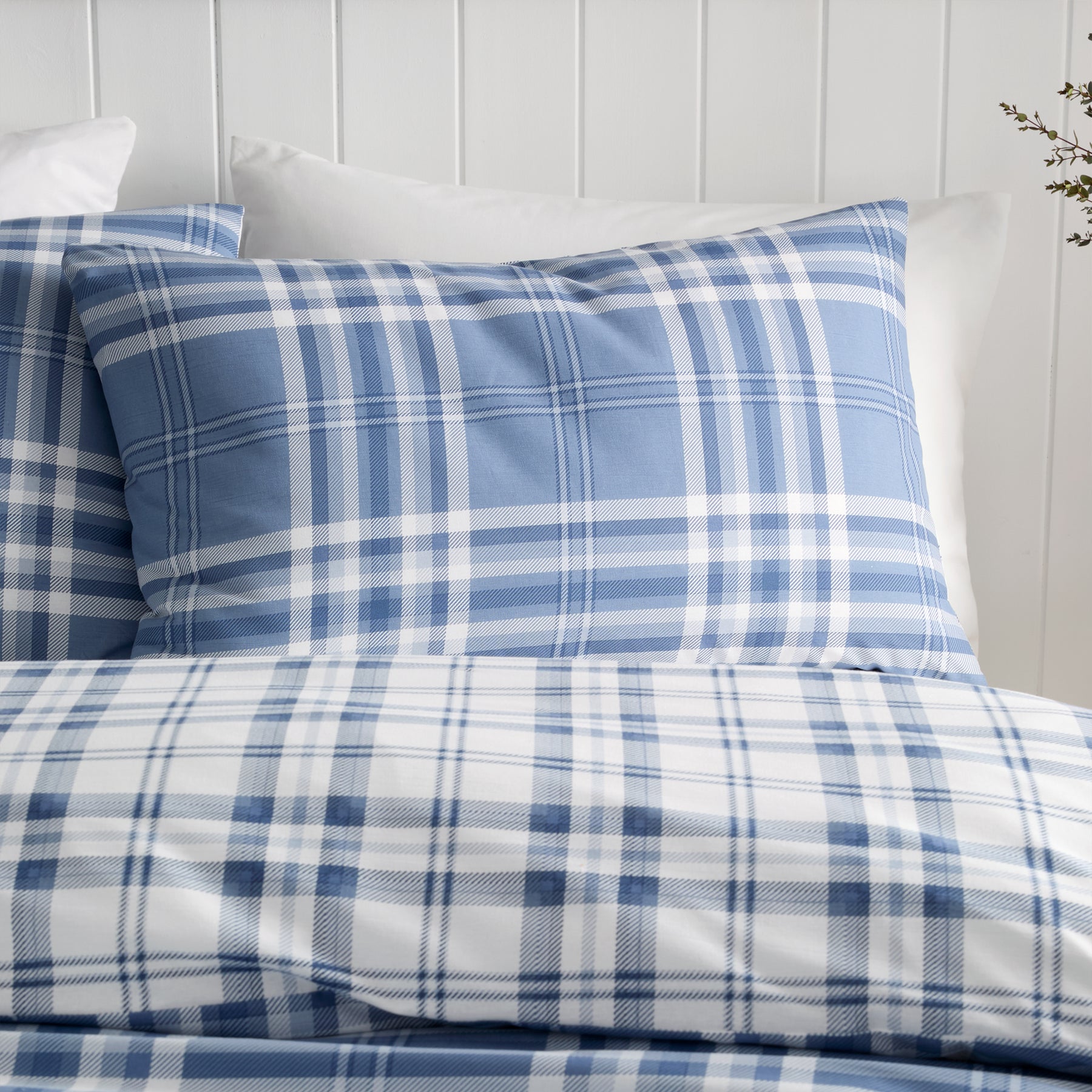 Catherine Lansfield Kelso Check Duvet Cover Bedding Set Lansfield Blue