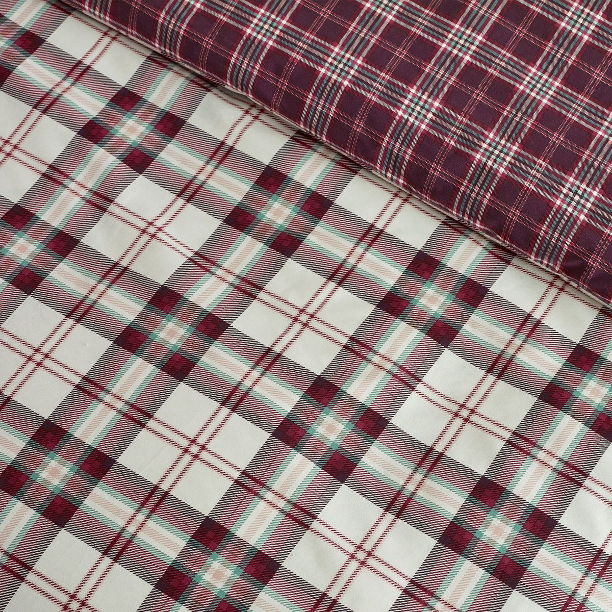 Catherine Lansfield Kelso Check Duvet Cover Bedding Set Plum