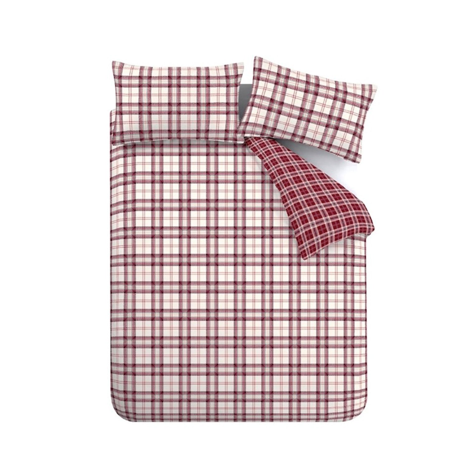 Catherine Lansfield Kelso Check Duvet Cover Bedding Set Plum